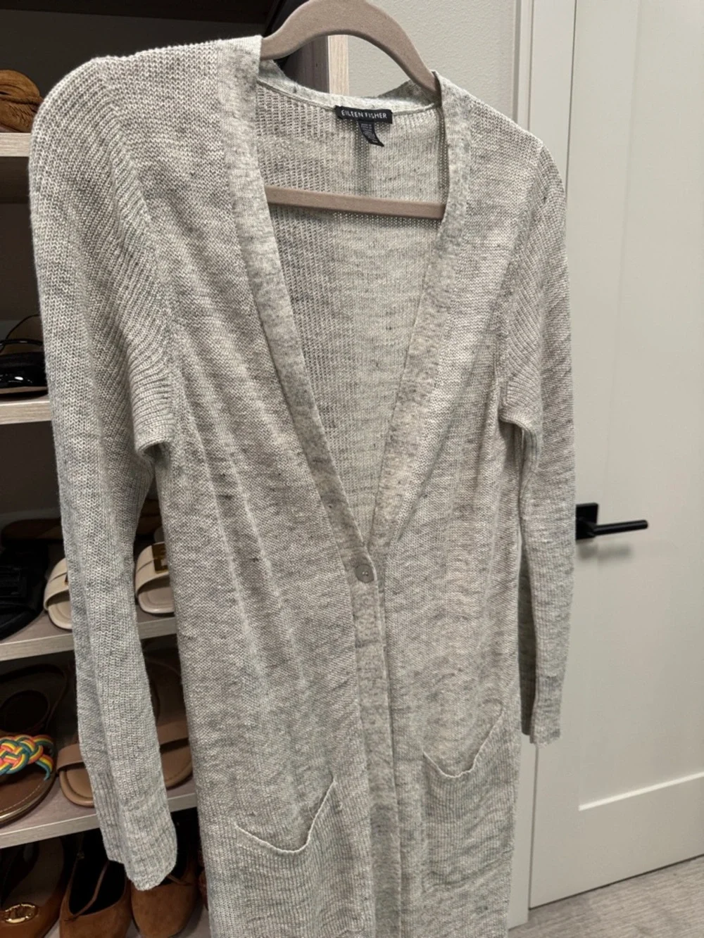 Eileen Fisher Organic Linen Ribbed Duster Cardigan Size Small - Picture 5 of 7